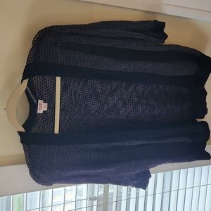 Black 3/4 sleeve open cardigan